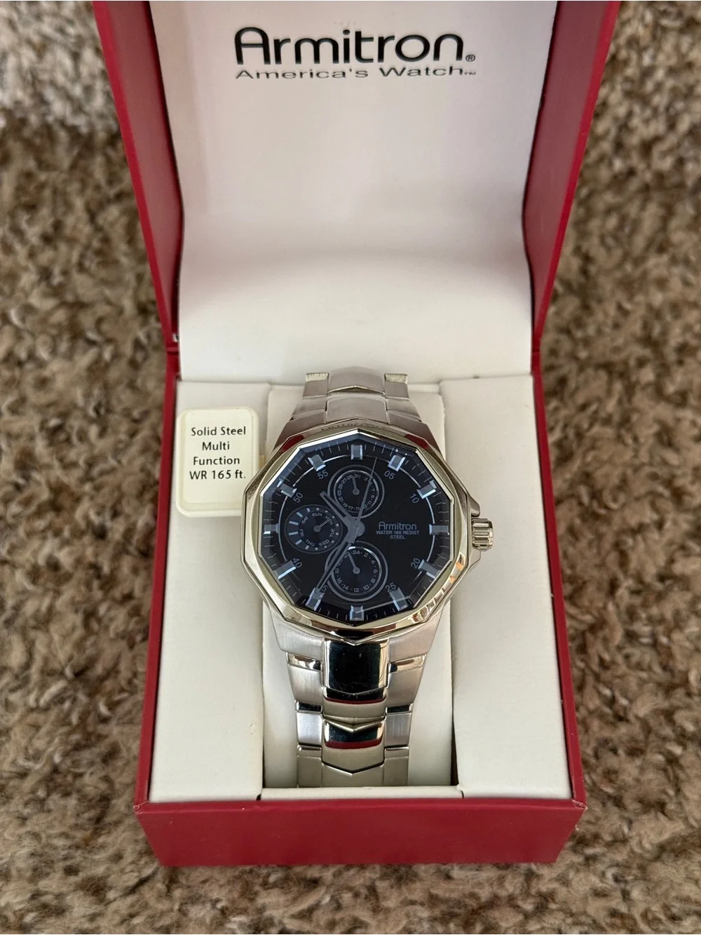 Armitron blue dial Silver Stainless Steel Watch with Black Dial